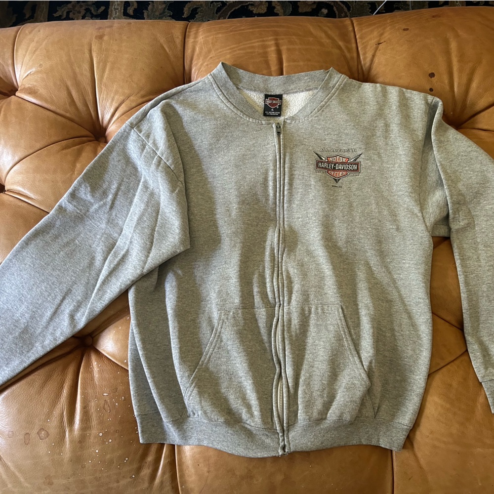 Harley Davidson grey zip-up sweatshirt XL - Picture 2 of 4